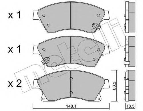 Комплект тормозных колодок, дисковый тормоз METELLI 22-0838-0