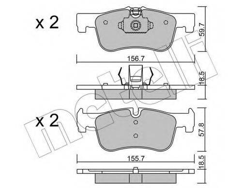 Комплект тормозных колодок, дисковый тормоз METELLI 22-0959-0