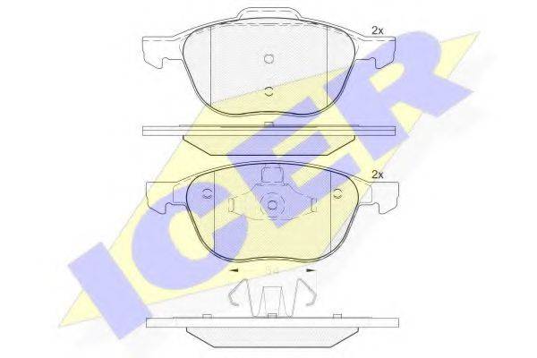 Комплект тормозных колодок, дисковый тормоз ICER 181617-202