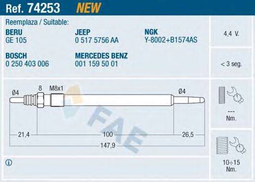 FAE 74253 Свеча накаливания