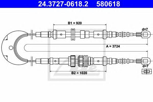 ATE 24372706182 Трос, стояночная тормозная система
