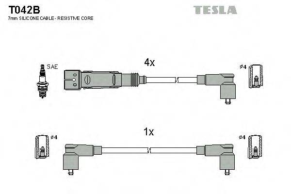 Комплект проводов зажигания TESLA T042B