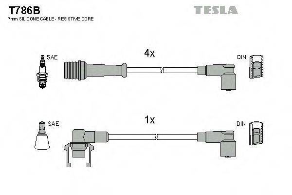 Комплект проводов зажигания TESLA T786B