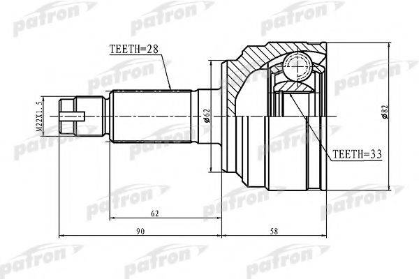 PATRON PCV1185 Шарнирный комплект, приводной вал