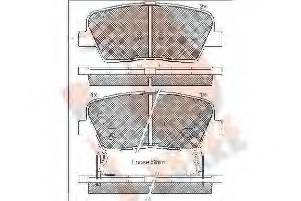 R BRAKE RB1954 Комплект тормозных колодок, дисковый тормоз