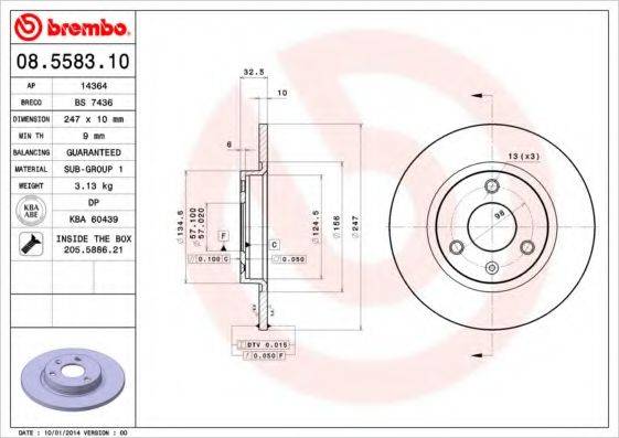 Тормозной диск BREMBO 08.5583.10