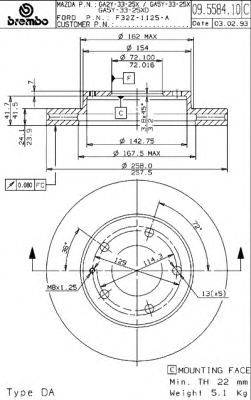 Тормозной диск BREMBO 09.5584.14