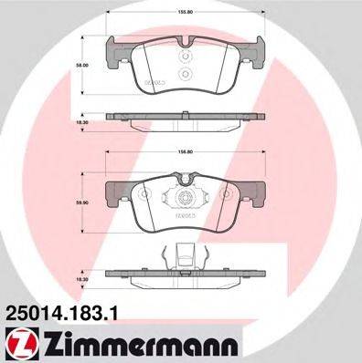 Комплект тормозных колодок, дисковый тормоз ZIMMERMANN 25014.183.1